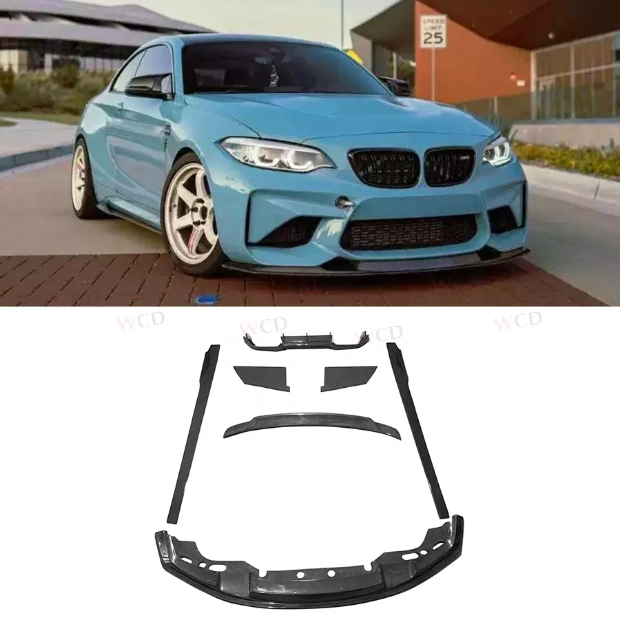 Carbon Fiber MTC Style BodyKit For BMW M2 M2C F87 Front Bumper Lip Side Skirt Rear Diffuser Spoiler Car Parts