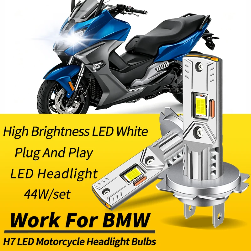 1PC/2PCS H7 Motorcycle LED Headlights Bulbs High Low Beam Canbus For BMW C650 C600 Sport 2013-2018 White 6000K Moto Accessories