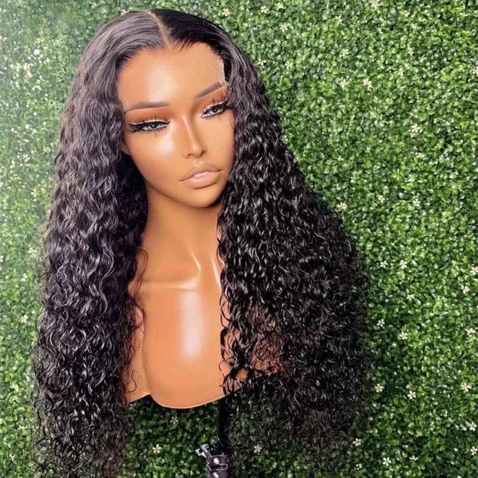 Soft 26“Long 180Density Natural Black Glueless Kinky Curly Lace Front Wig For Women With BabyHair Preplucked Daily Cosplay