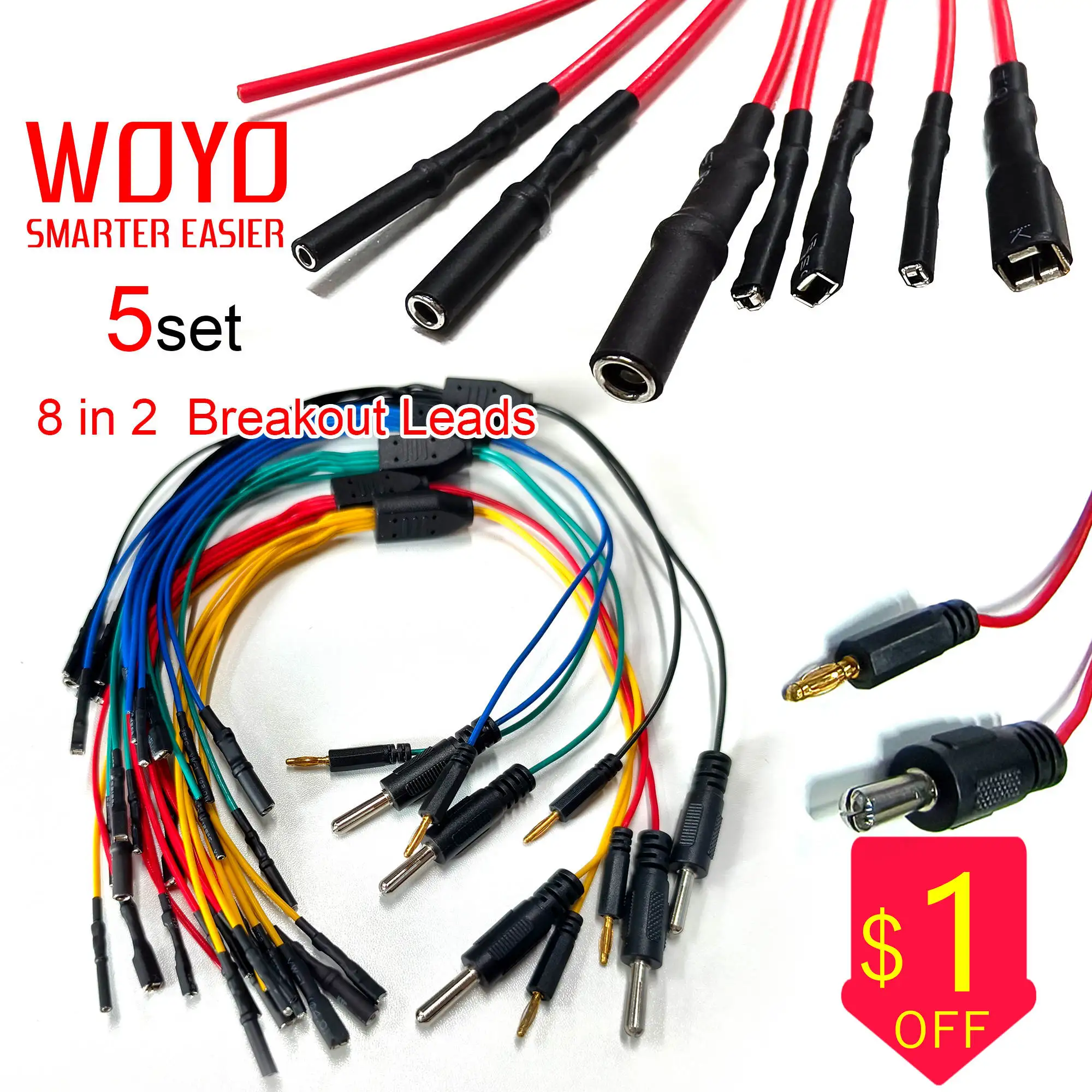 WOYO CTBC001 8-way Jumper Wire para Automotive ECU Teste Breakout Leads para Multímetro Osciloscópio Linha Cabo DIY Conexão