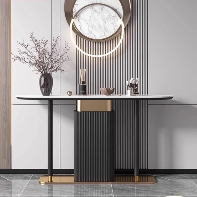

Minimalist living room art leaning against the wall, rock slab table decoration cabinet, light luxury entrance cabinet