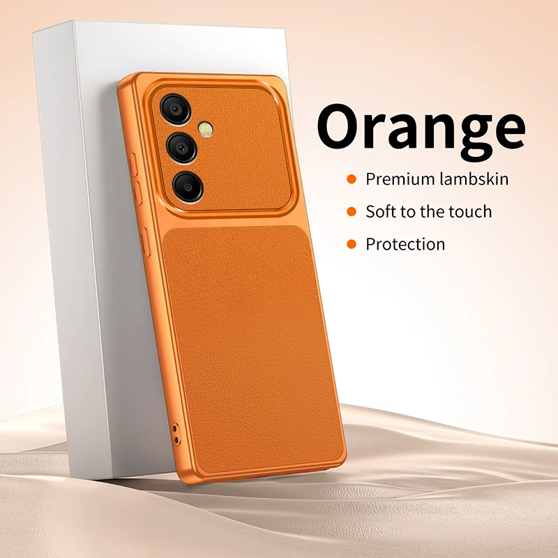A16 Modische Lychee Orange Pink Silber Weiß Schwarz Linsenschutz Handyhülle für Samsung Galaxy A16 A 16 4G 5G Rückseite