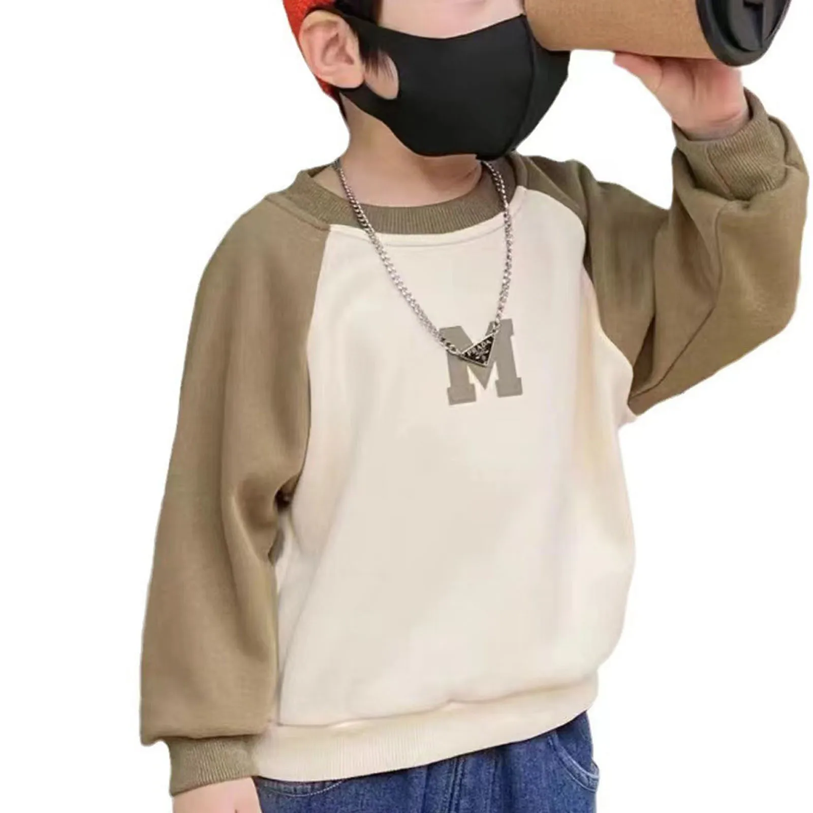 سويت شيرت رياضي أنيق قابل للتنفس للأطفال الأولاد بأكمام طويلة راجلان، بلوفر علوي لقضاء العطلات والسفر، ملابس يومية غير رسمية