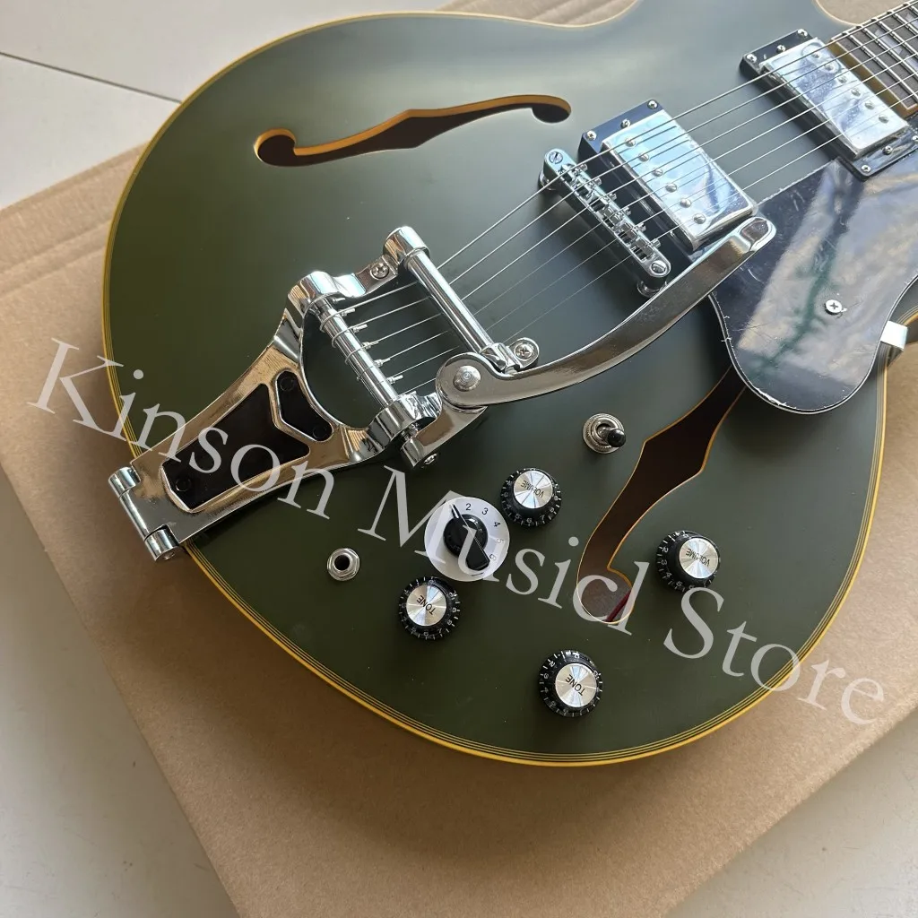 Dark Green Jazz Electric Guitar,Tremolos System Bridge,in stock