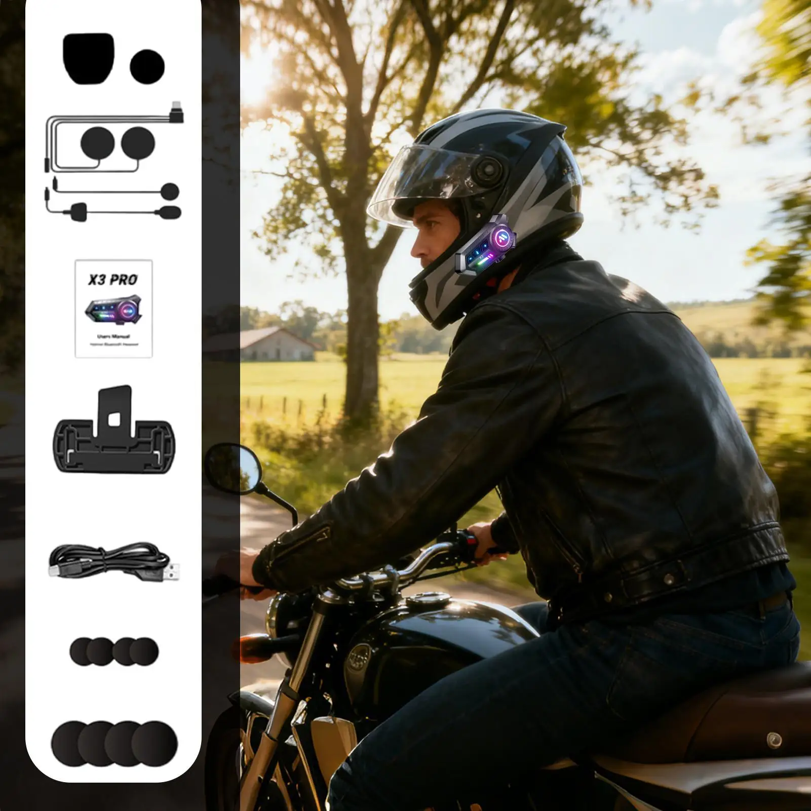 Motorcycle Headphones Wireless Smart Helmet Headset Smart Cycling Headphones For Daily Commuting Travel Motorcycle Dirtbike