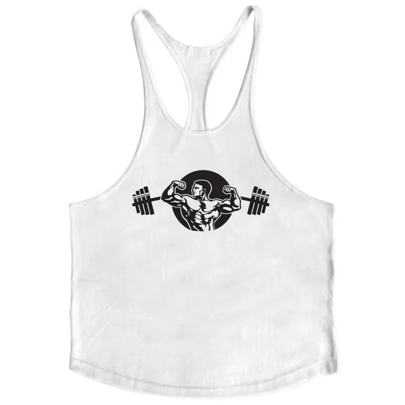 Tanque de musculação masculino, camisa de ginástica de algodão de secagem rápida com costas em Y, colete sem mangas respirável, equipamento de treino de fitness durável