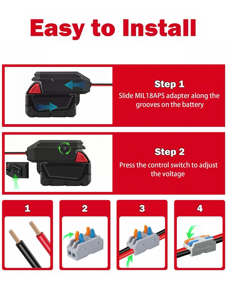 

For Makita/Dewalt/Milwaukee/Bosch 18V to 12V Step Down Converter Cigarette Lighter Adapter Power Wheel Adapter Car Refrigerator