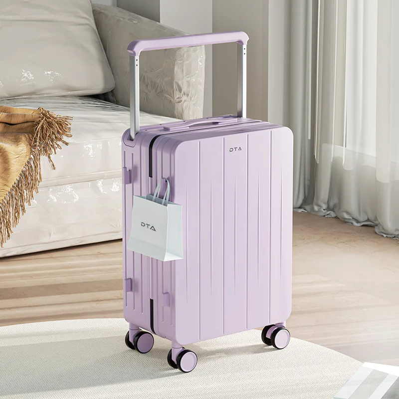 GraspDream Gepäck weiblich 20" kleiner Trolley-Koffer neuer hochwertiger Koffer Level Travel 24 hellrosa Lederkoffer 3