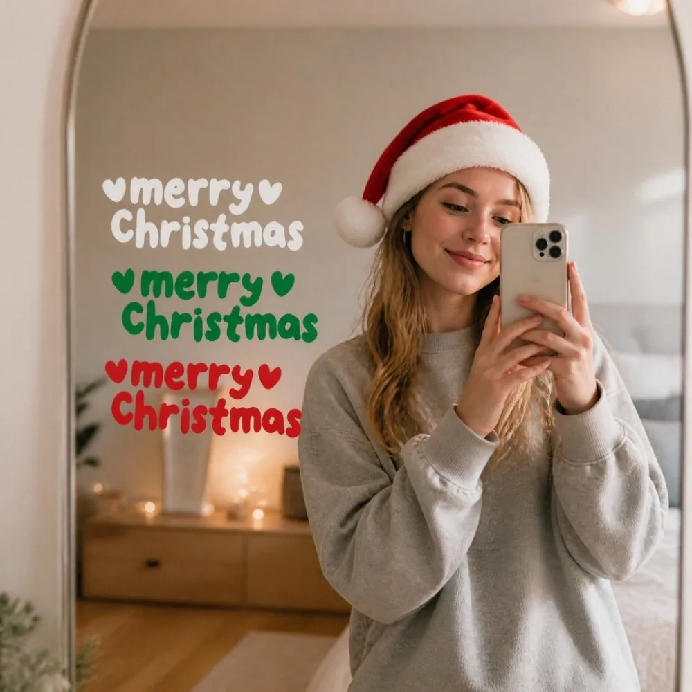 Festive Atmosphere English Letter Merry Christmas Letter Sticker DIY Plastic Christmas Decal Personalized Window Sticker Party