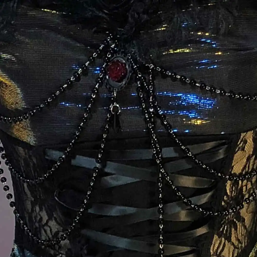 

Kawaii Grunge 90s Chain Goth Emo DIY Festival Outfit Digital Harajuku Y2K TOPS Punk Rock Gothic Dress Teen E-Girls Hand Made Eco