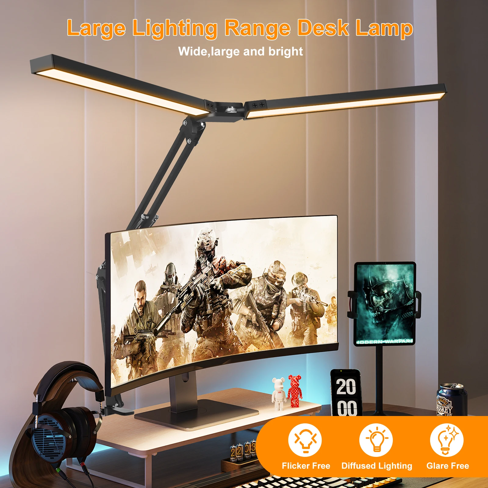 Imagem -05 - Newacalox-led Screen Hanging Light Bar Table Clip Lamp Computer Eye Protection Reading Learn ue Eua 12v 24w 160 Pcs