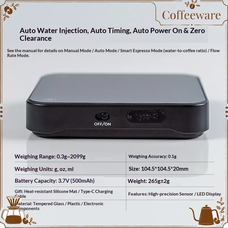1Zpresso Digital Coffee Scale Professional Smart Timing Small Size Weighing For Espresso Pour Over Coffee Brewing
