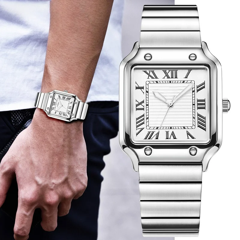 

Fashion Upscale Luxury Men's Business Roman Square Watch Luminous Waterproof Quartz Watch