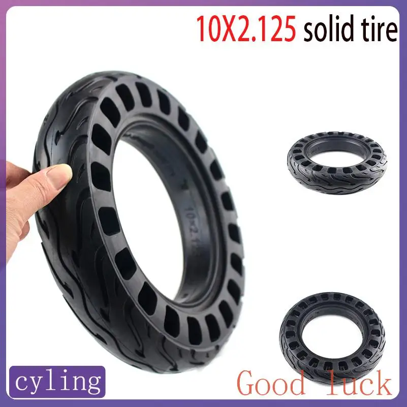 

Высококачественная цельнолитая шина 10x2.125 с сотовой структурой, подходит для замены цельнолитых шин бескамерных колес 10-дюймовых электросамокатов.