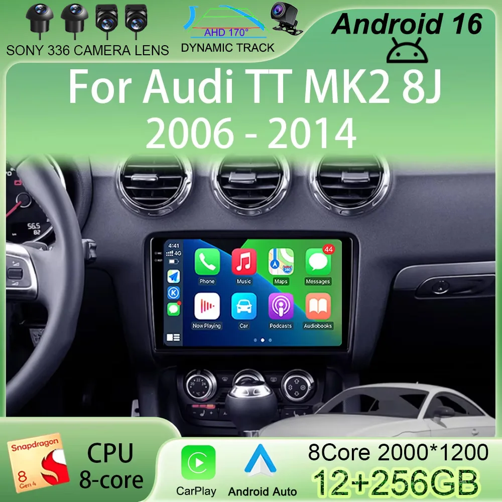 

Интеллектуальная система Android 16 Carplay Auto 2 DIN для Audi TT MK2 8J 2006-2014, автомобильное радио, мультимедийный плеер, WIFI, стерео, GPS, QLED
