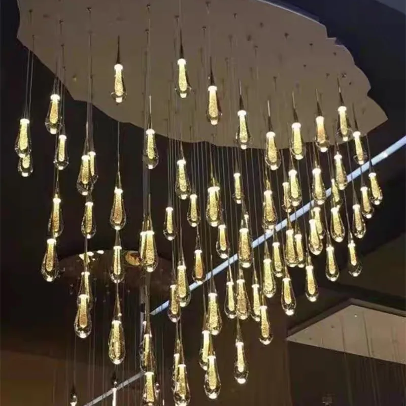 Modern Crystal led Chandelier Lighting Hanglamp Drop Light Restaurant Bar Staircase Lamp LOFT Art Pendant Lamp Lustre Fixtures