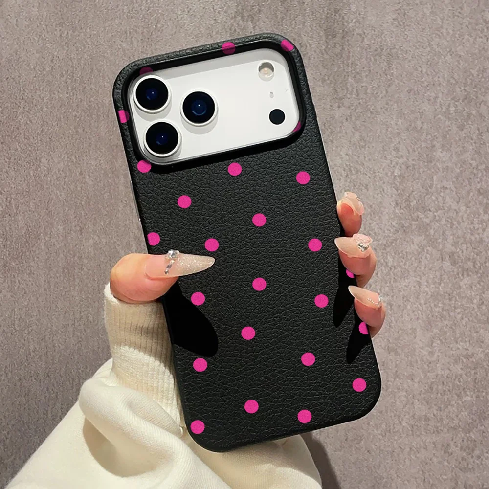For Samsung A55 S26 S25 S24 S23Ultra A34 A36 A26 A16 A06 A07 A15 A56 A35 A54 A17 Chic Rose Red Polka Dot Design Lychee Case