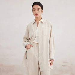 K3164X 100% Linen long blouse luxury womens clothing high quality spring summer clothes
