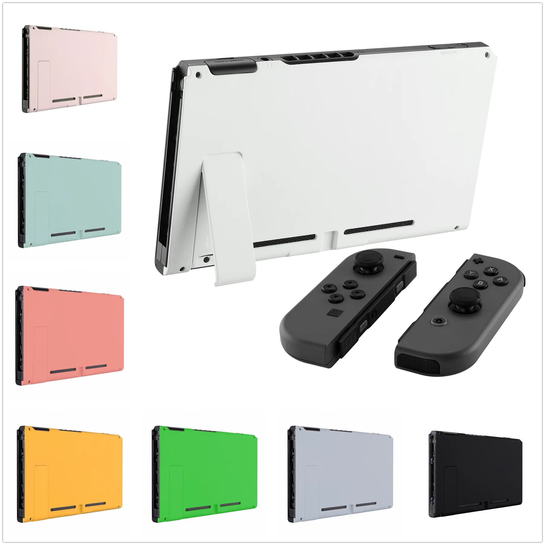eXtremeRate DIY Replacement Grip Console Back Plate Housing Shell Case with Kickstand for NS Switch Console
