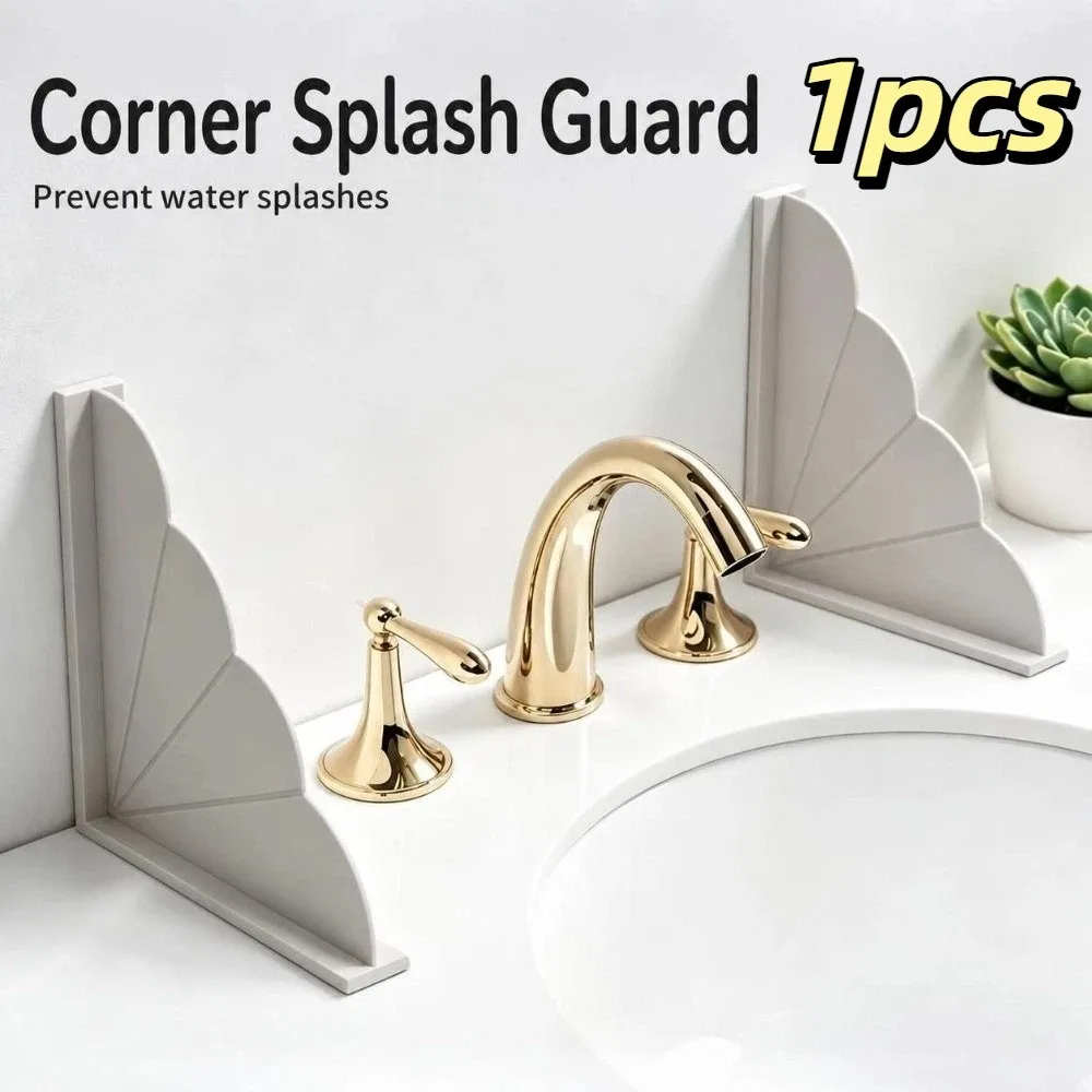 1Pcs Cloud Shape Silicone Corner Water Guard Solid Color Silicone Shower Corner Splash Strip Reusable Double Suction Cup