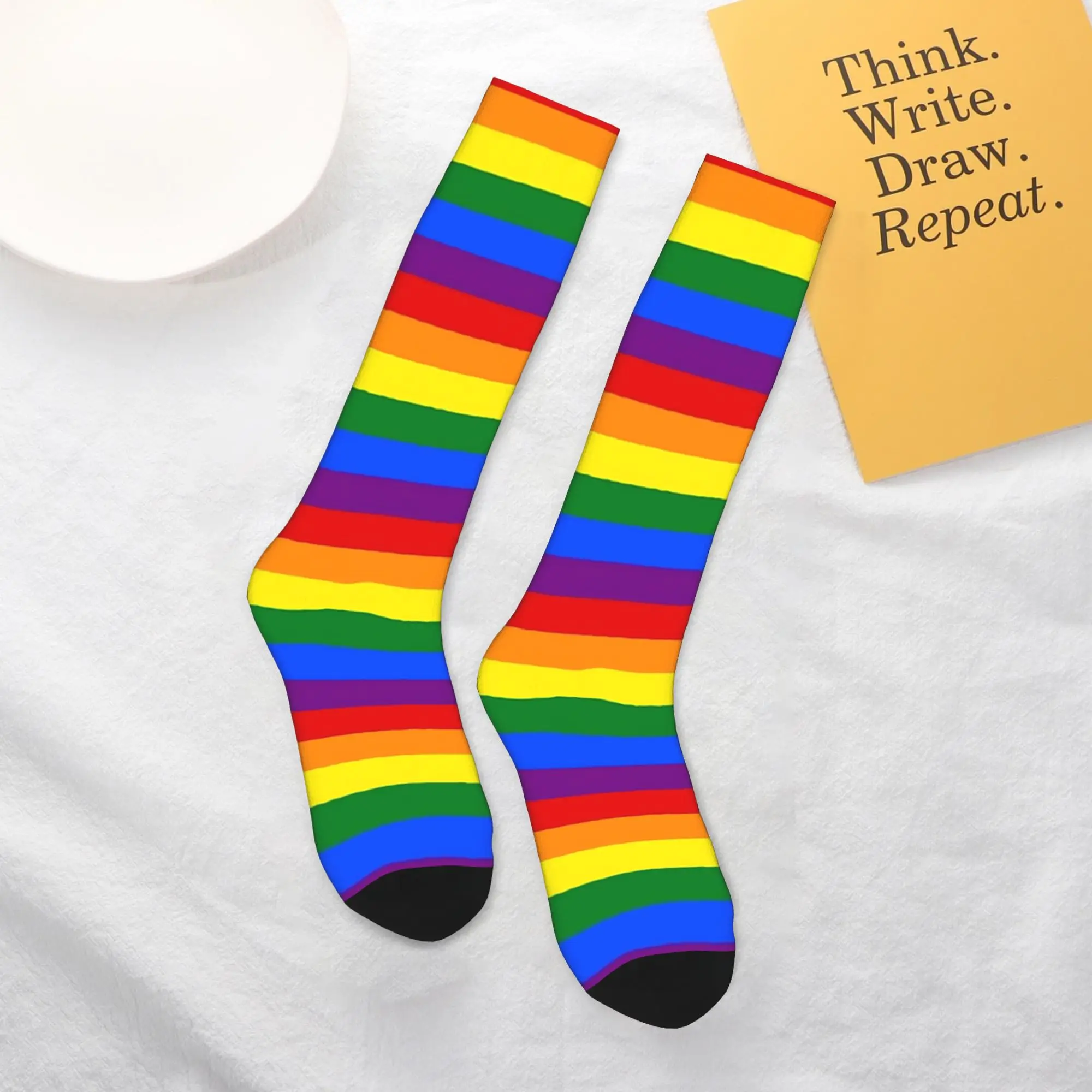 

Всесезонные чулки для экипажа с радужным флагом, носки для гей-прайда, забавные длинные носки в стиле хип-хоп в стиле Харадзюку, аксессуары для мужчин и женщин, подарки