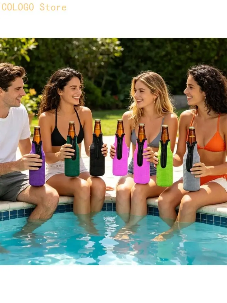 Half A Dozen Contoured Liquid Sleeves Provide Firm Hold And Heat Retention For Carbonated beverages D0LD