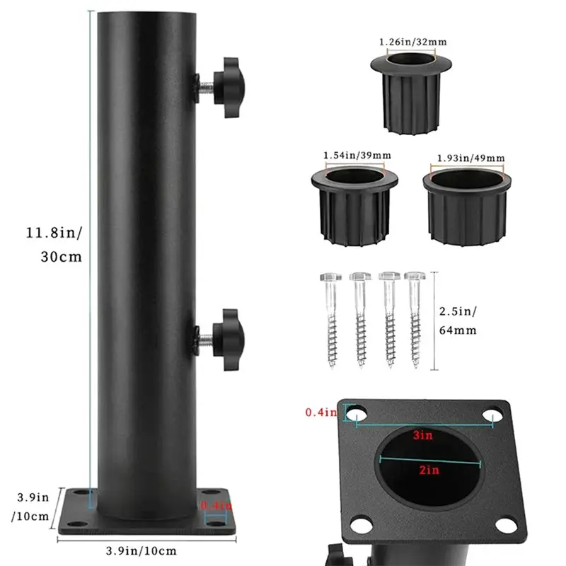 Parasol Stand Base Bracket Universal Outdoor Holder Mount Clamp For Umbrella DIY Tube Mount-AA26