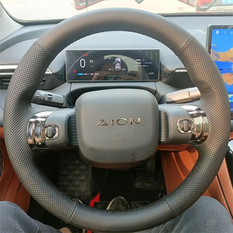 

For GAC AION RT V SMAX 580 Y plus 2025 DIY Hand sewn steering wheel cover anti slip car handle cover