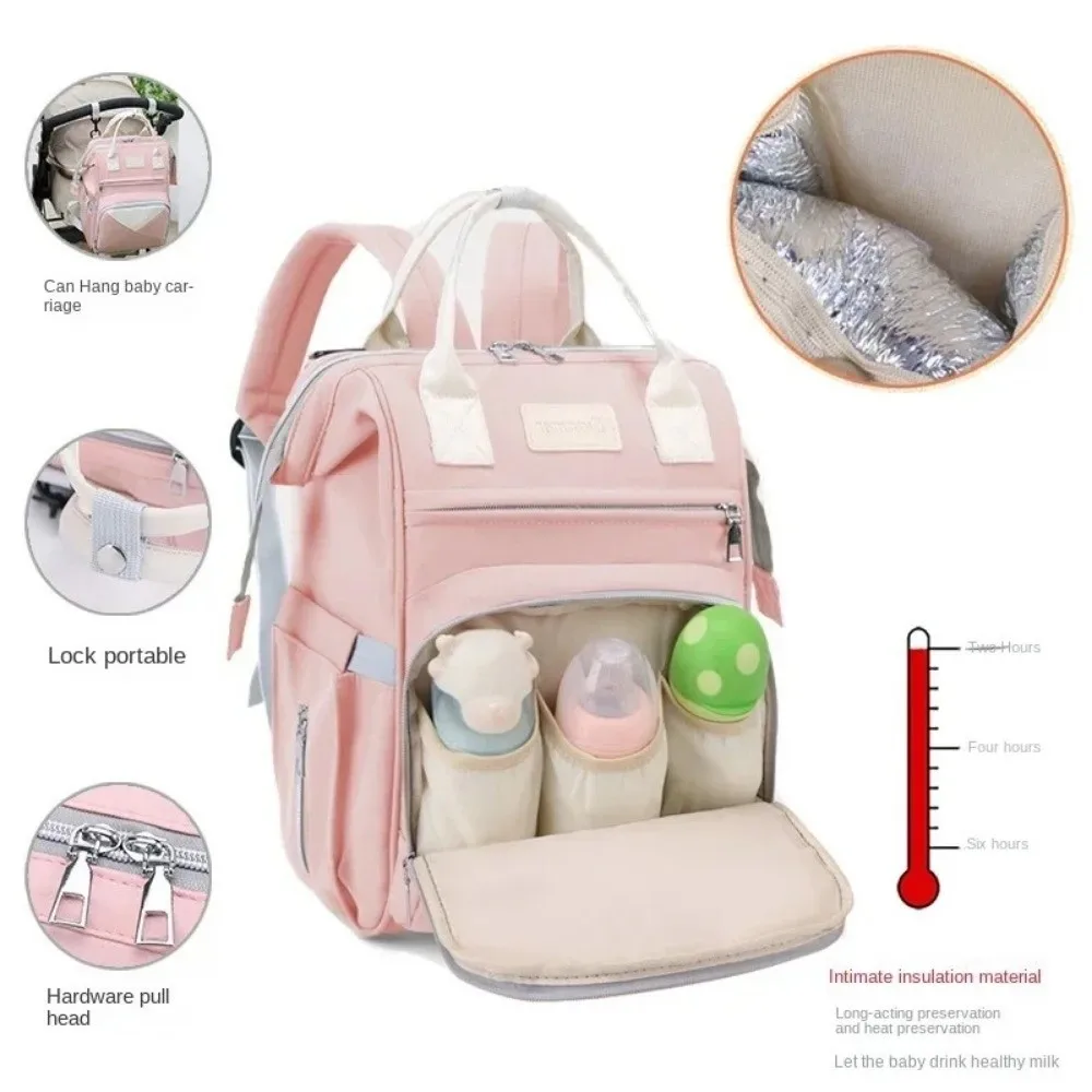 

Nylon Mommy Bag Large Capacity Multifunctional Diaper Bag Backpack Waterproof Insulated Pockets Maternity Travel Bag Women