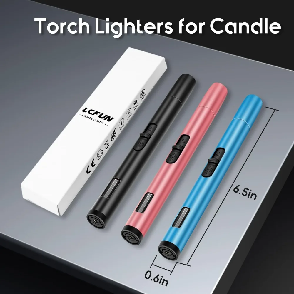 2 Pack Refillable Windproof Torch Lighters, Copper Jet Flame Butane Lighter with Visible Fuel Window for Camping BBQ Candle view 8