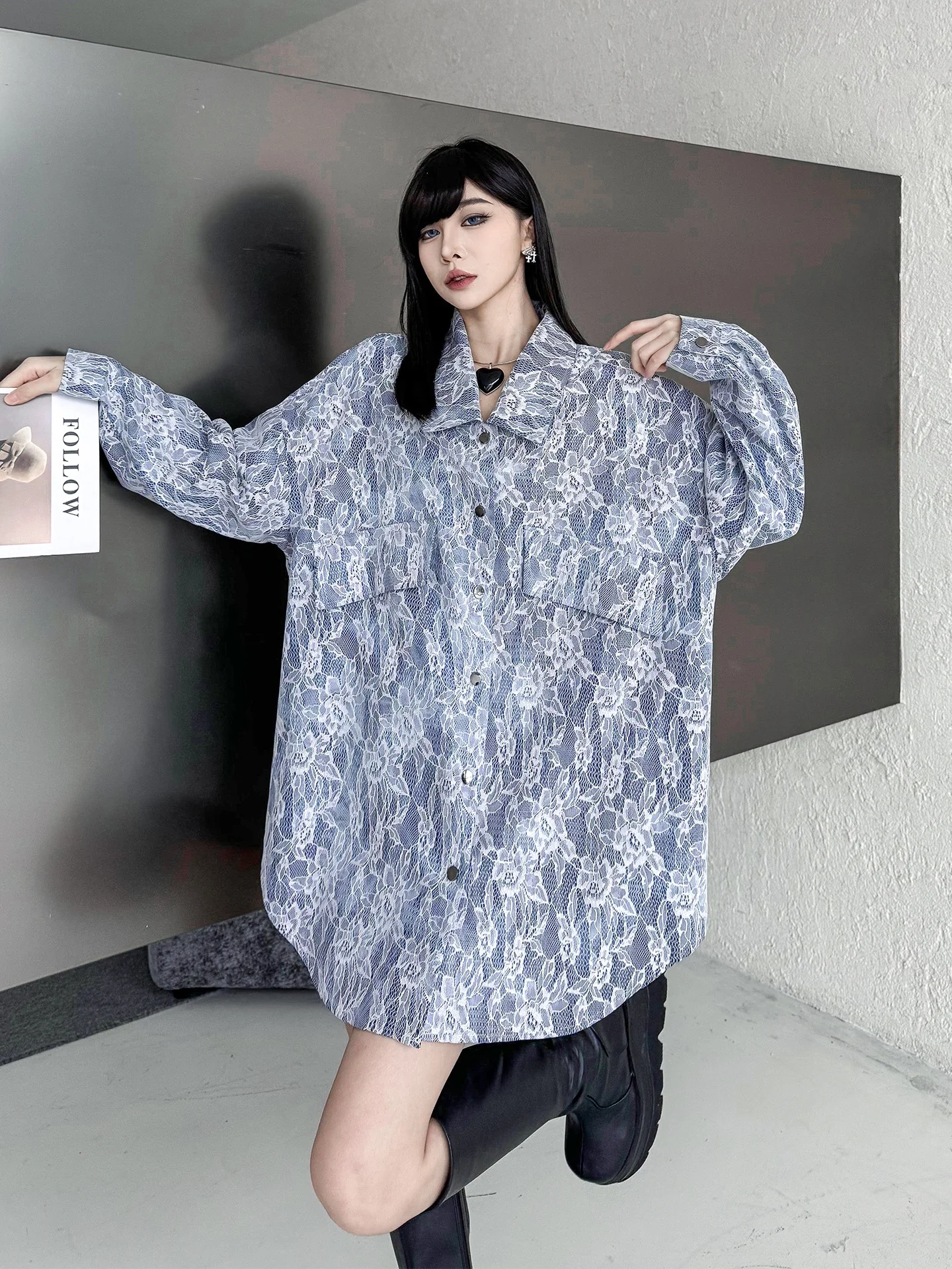 

Retro Sle Women's Loose Long Sve Lace irt Sensation Small ence Appeal High End Feelings Faionable Top