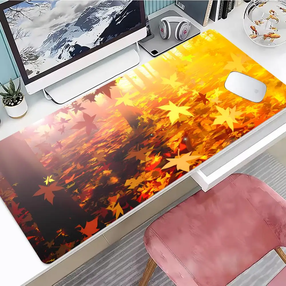 Falling Maple Leaves Mouse Pad Gaming Mouse Pad, Mouse Pad with Edges and Non-Slip Rubber Base, Extended Mouse Pad