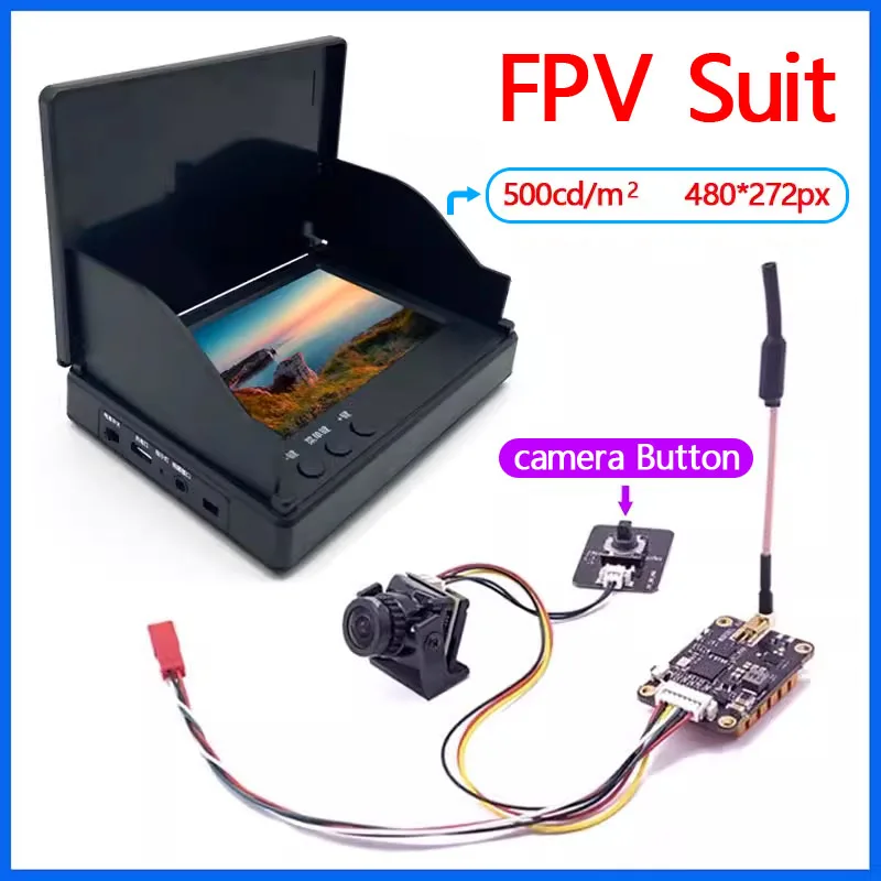 

5.8G 48CH 4.3 Inch FPV Monitor 480*272 Build-in Battery and 5.8G 1000mW Switchable fpv Transmitter + CMOS 1200TVL fpv Camera