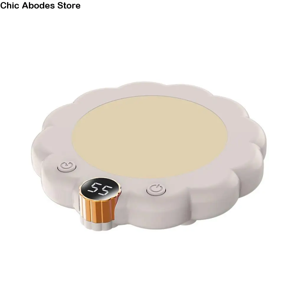 

Flower Shaped Thermostatic Coaster Adjustable Temperature Anti-dry Burn Electric Heating Cup Pad Digital Display Intelligent