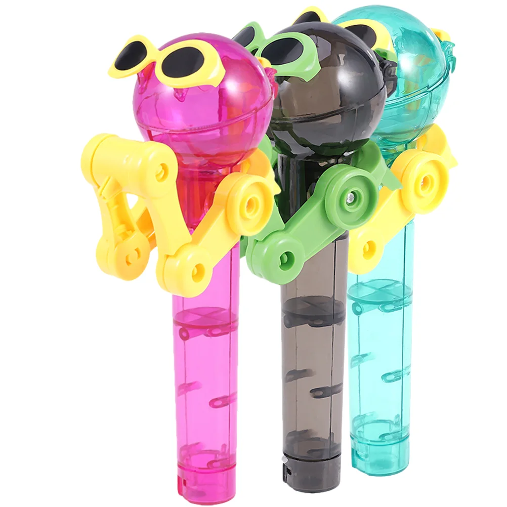 3 Pcs Lollipop Robot Plastic Holder Pop-up Lollipops Organic Eat Toy Candy Novelty Case