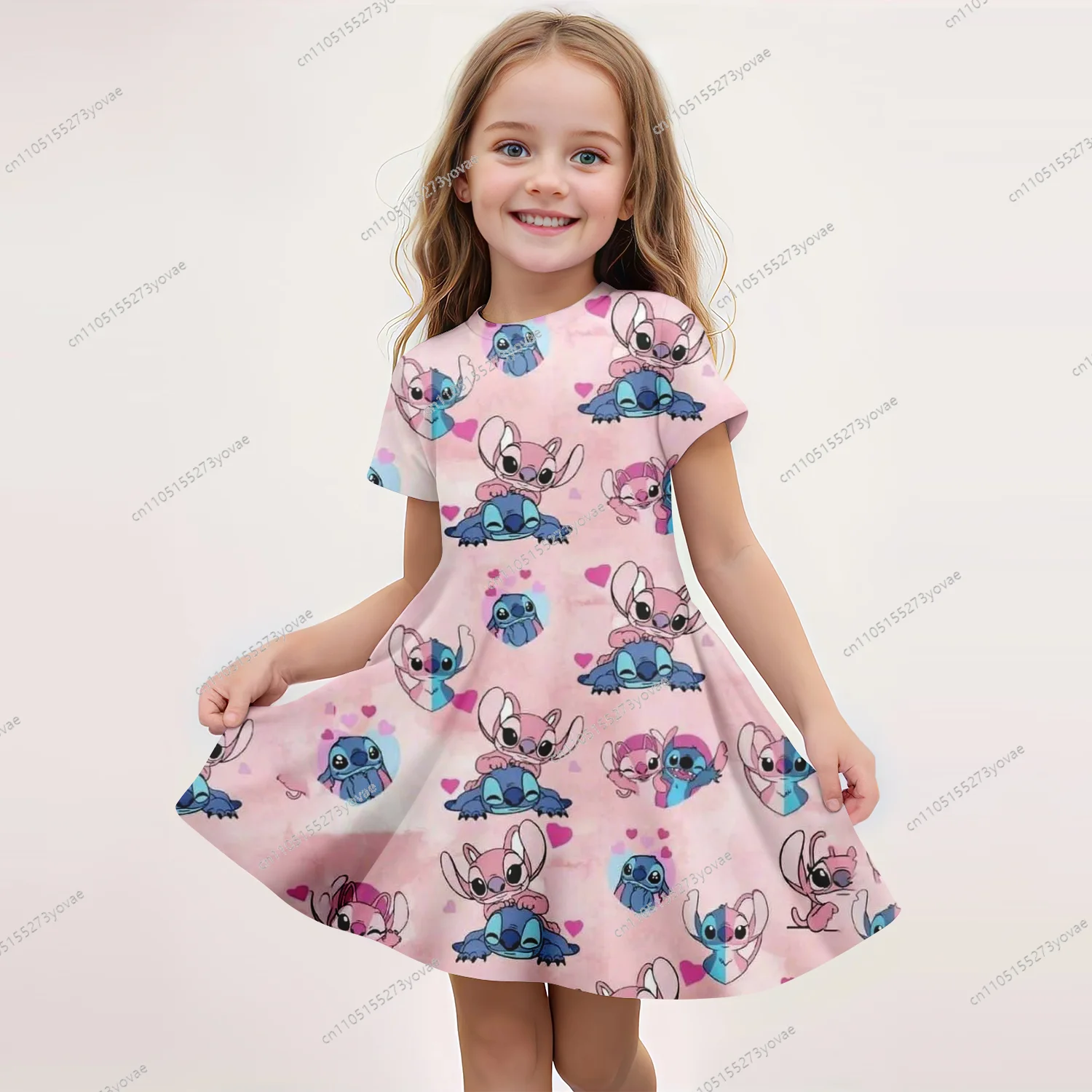 

3D printed Stitch short-sleeve dress, with a cute design that's super charming, making summer outfits full of vitality