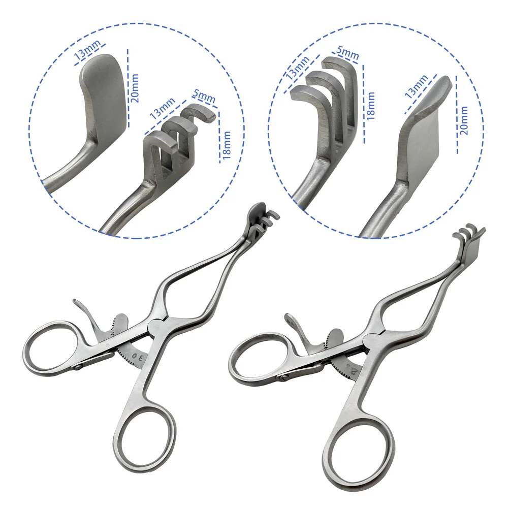 Stainless steel Weitlaner Retractor Self-Retaining with Hook with Baffle 2claws Veterinary Surgical Instruments