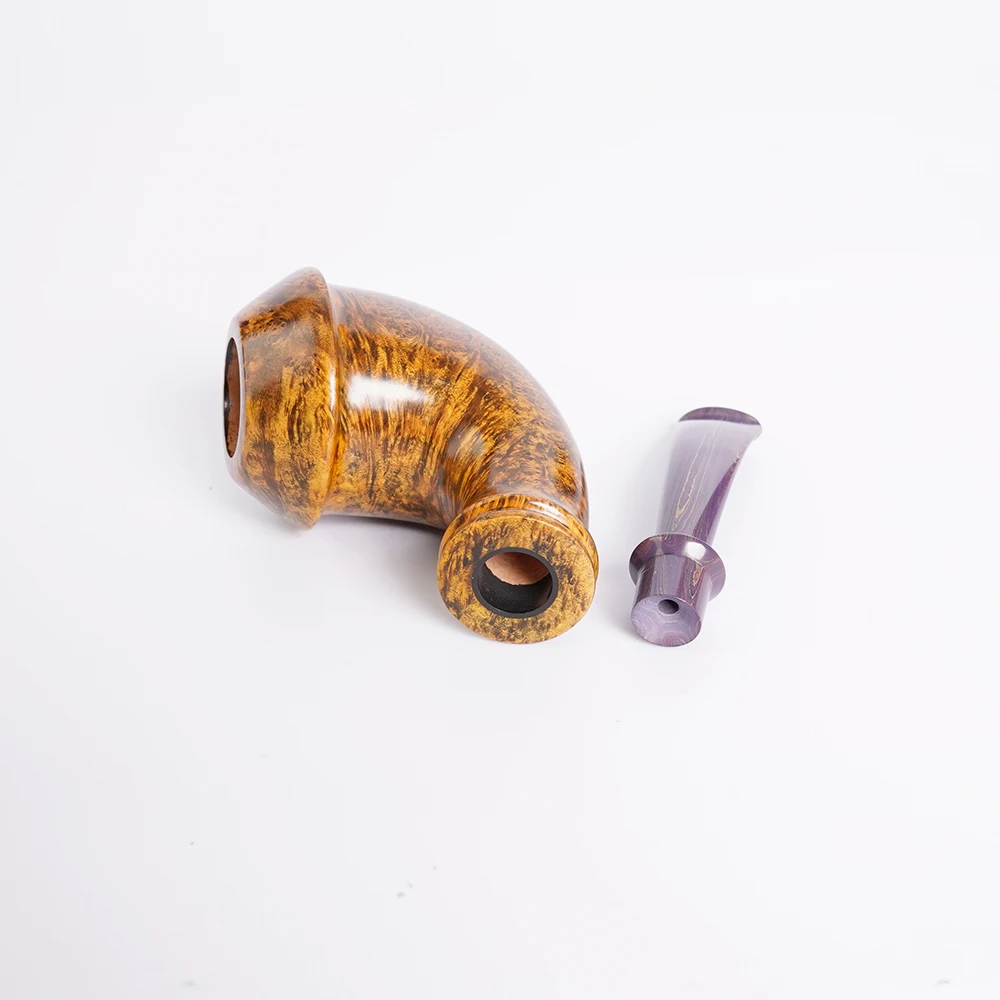 MUXIANG Handmade Briar Horn Freestyle Tobacco Pipe Natural Briar Wood 3mm Bore Vulcanite Mouthpiece Gift for Father Collectors