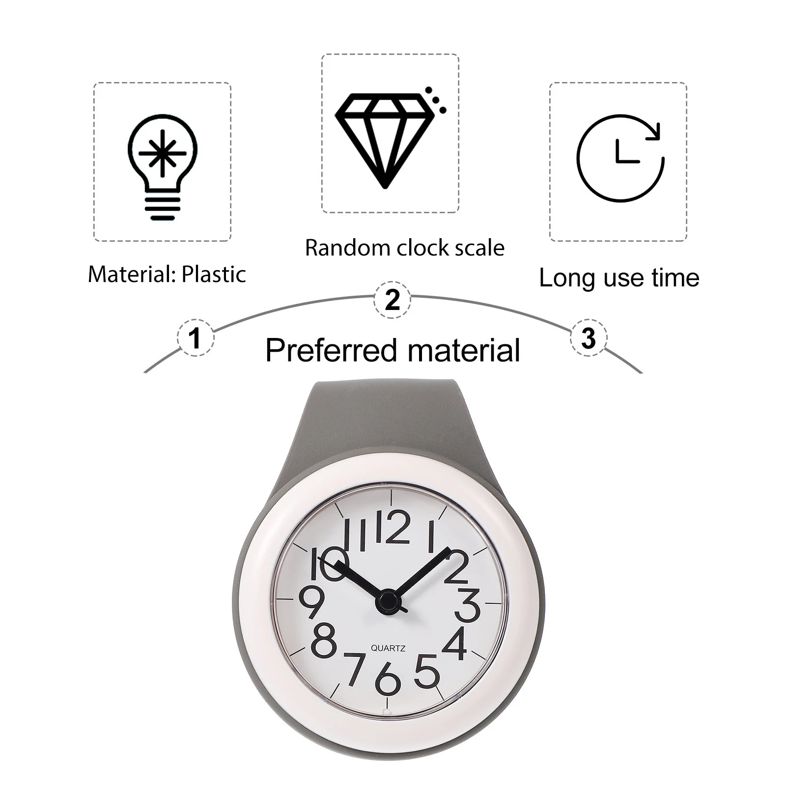 

1pc Waterproof Fog-Resistant Bathroom Clock For Bathroom Shower Suction Cup Silent Modern Moisture-Proof Clock Decor