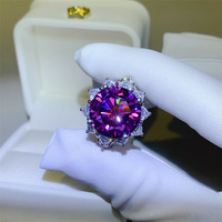 Luxury 10ct Purple Pink Blue Moissanite Engagement Rings For Women 925 Sterling Silver Jewelry Gold Plated Women's Diamond Ring