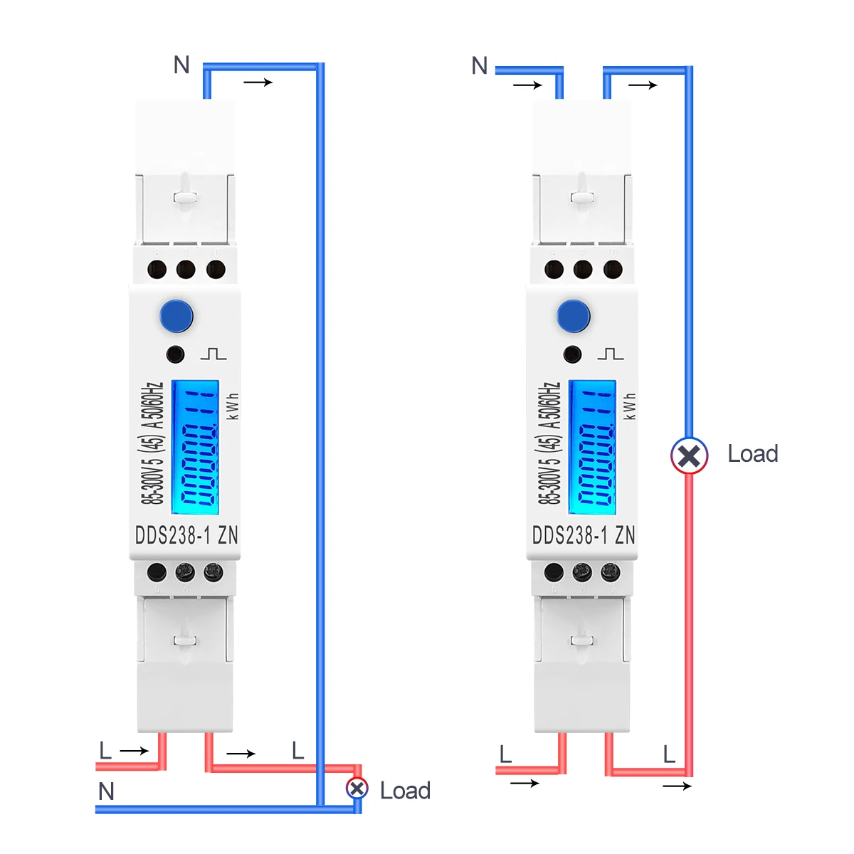 TOMZN 5(45)A 45A MAX 110V 220V 50-60HZ voltage current single phase Din rail KWH Watt hour energy meter with RS485 MODBUS-RUT
