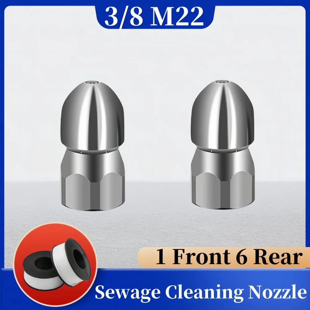 

G3/8 M22 Inches Stainless Steel Sewer Drainage Cleaning Nozzle High Pressure Pipeline Dredging Cleaning Nozzle Flow Rate 40L/min