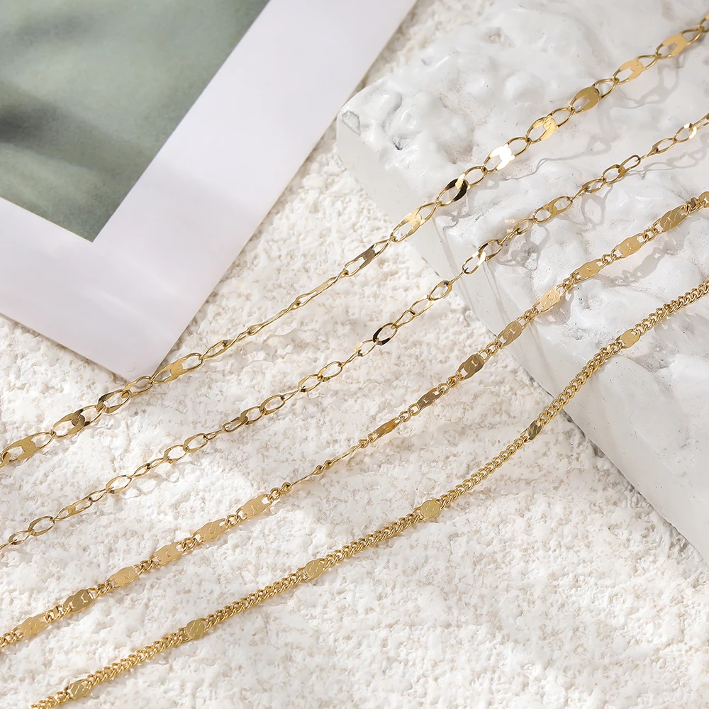 1Meter/Pack Stainless Steel Gold Flat Oval Filled Cable Chains for DIY Necklace Making Jewelry Making Findings Bracelet Supplies - view 3