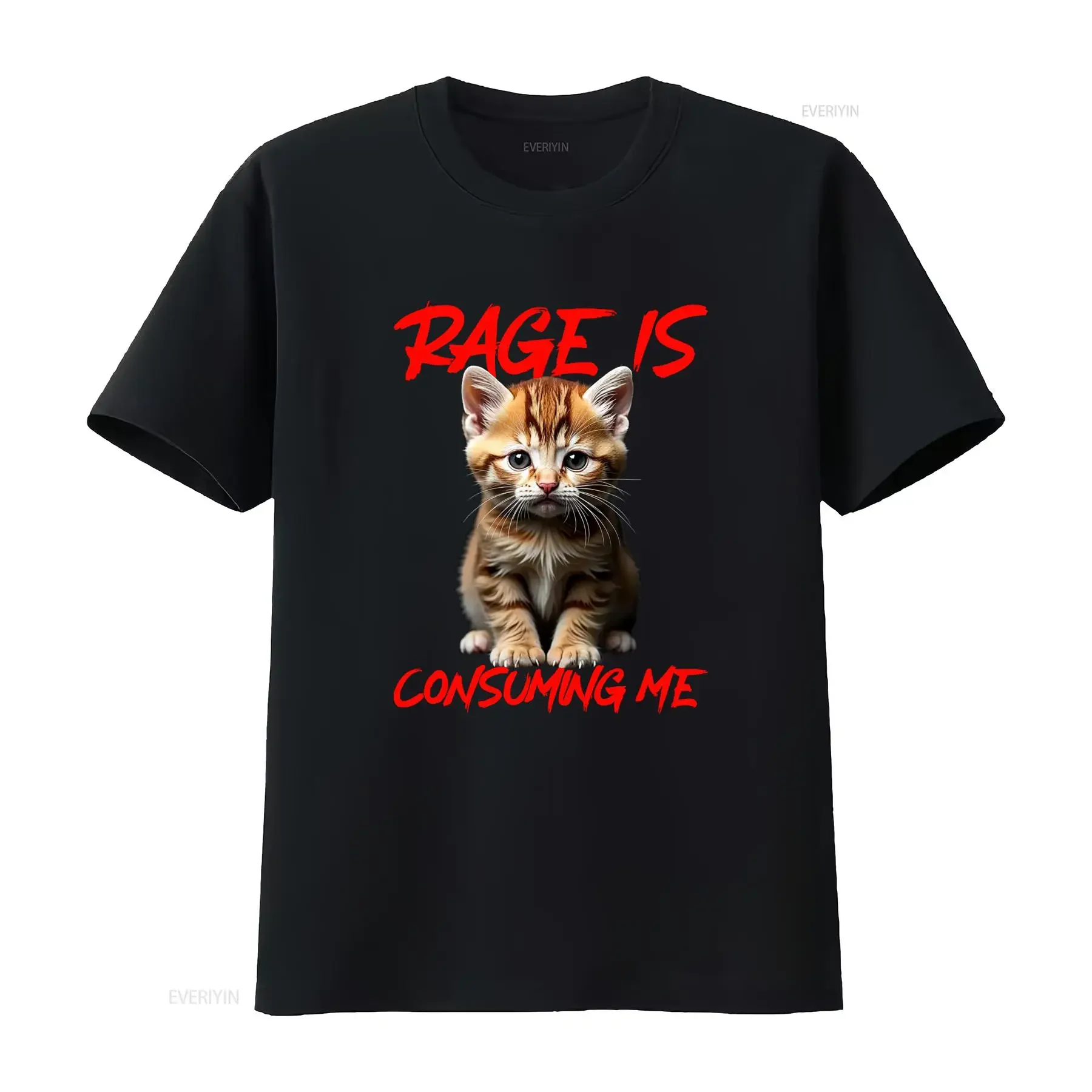 Rage Is Consuming Me Cute Angry Kitten Funny Cat T Shirt for Lovers vintage Washed fashion homme graphic Stretched Unisex