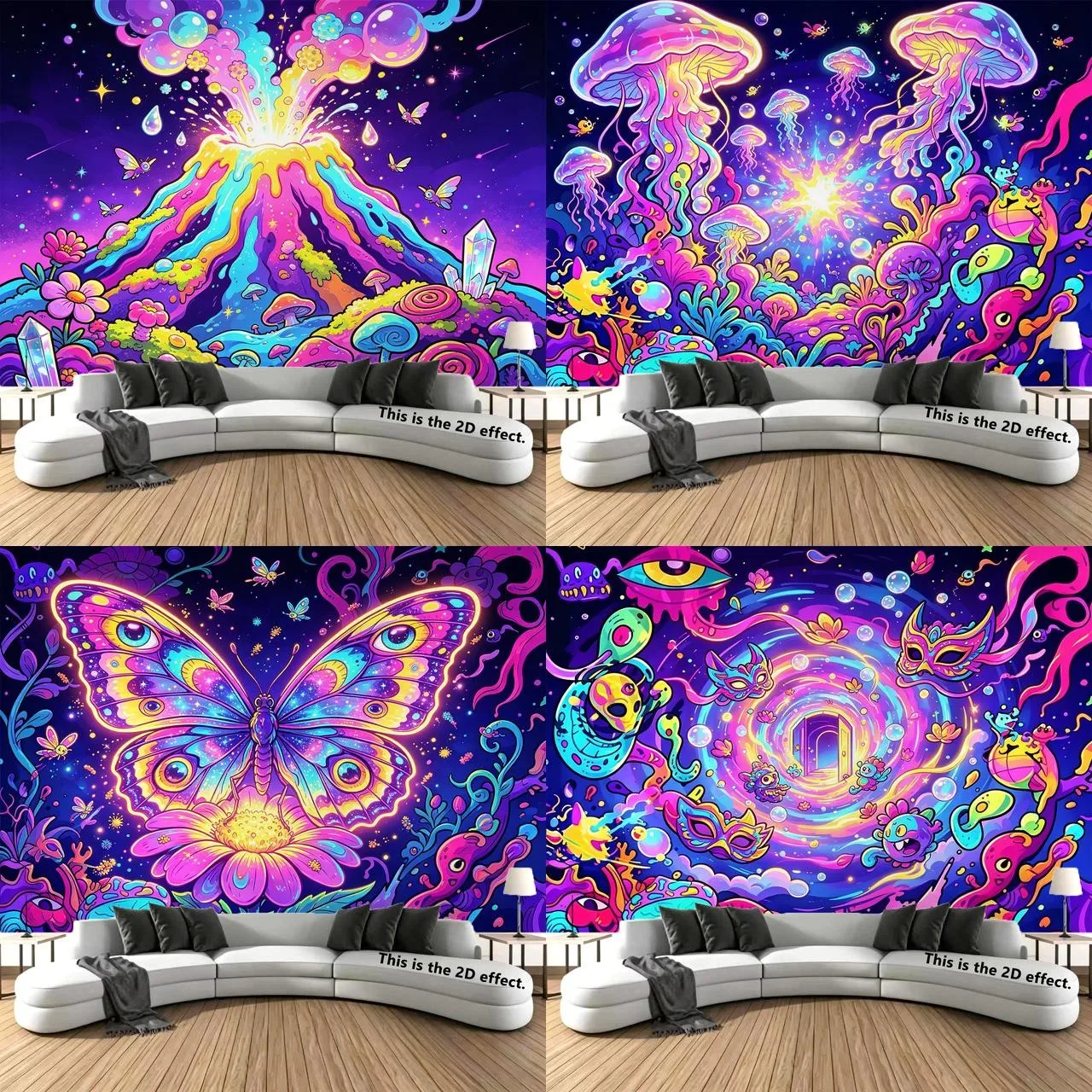 Psychedelic Background Tapestry For Bedroom, Bedside Decoration, And Dormitory Use