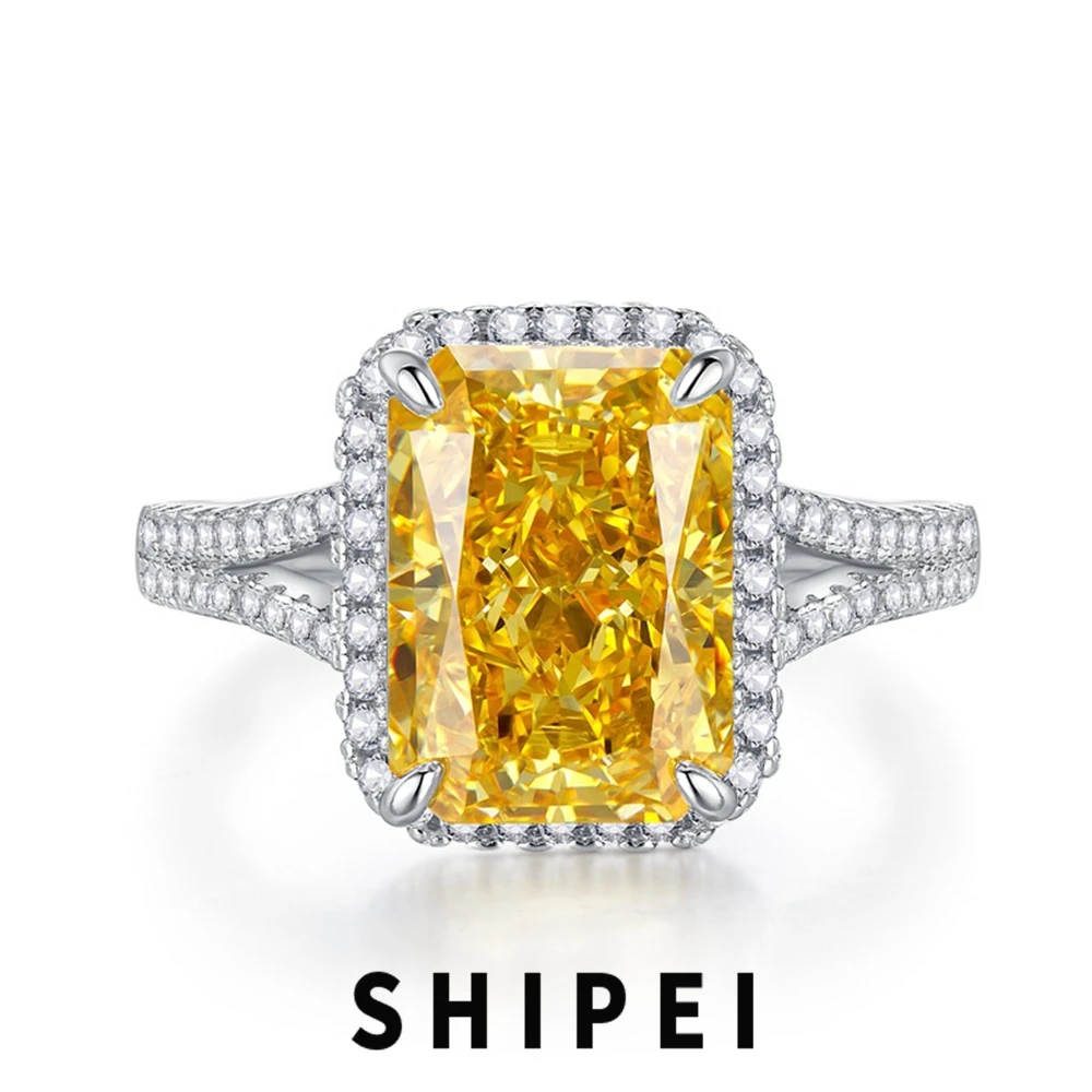 

SHIPEI 925 Sterling Silver Crushed Ice Cut Citrine Pink Sapphire White Sapphire Gemstone Wedding Engagement Ring Fine Jewelry