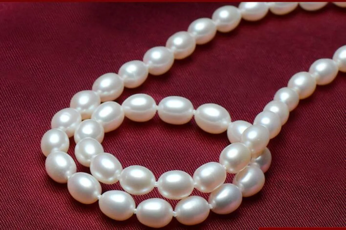 

Stunning 17"7x10mm Natural South Sea Genuine WhiteDrop Pearl Necklace 10259AAA