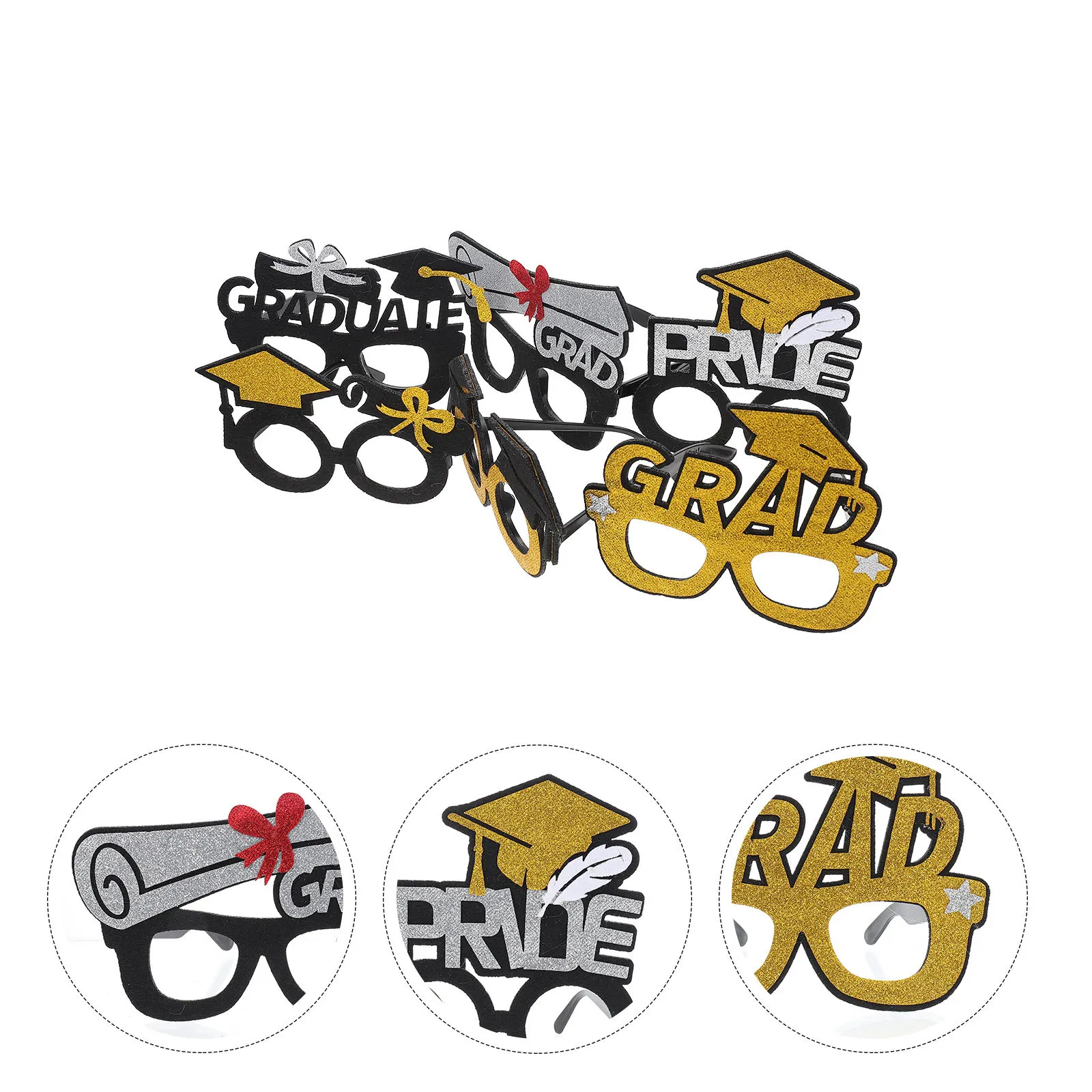 

6 Pcs Photo Glasses Frame Eyeglasses Graduation Plastic Booth Props Paper Season Decor Party Accessories