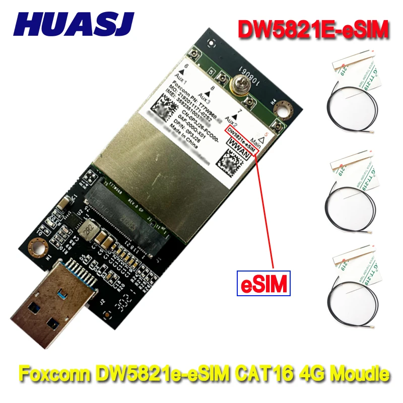 HUASJ T77W968  DW5821e- eSIM LTE Cat16 4G WWAN Card Module for Lattitude 5420 5424 7424 Rugged Latitude 7400 / 7400 2-in