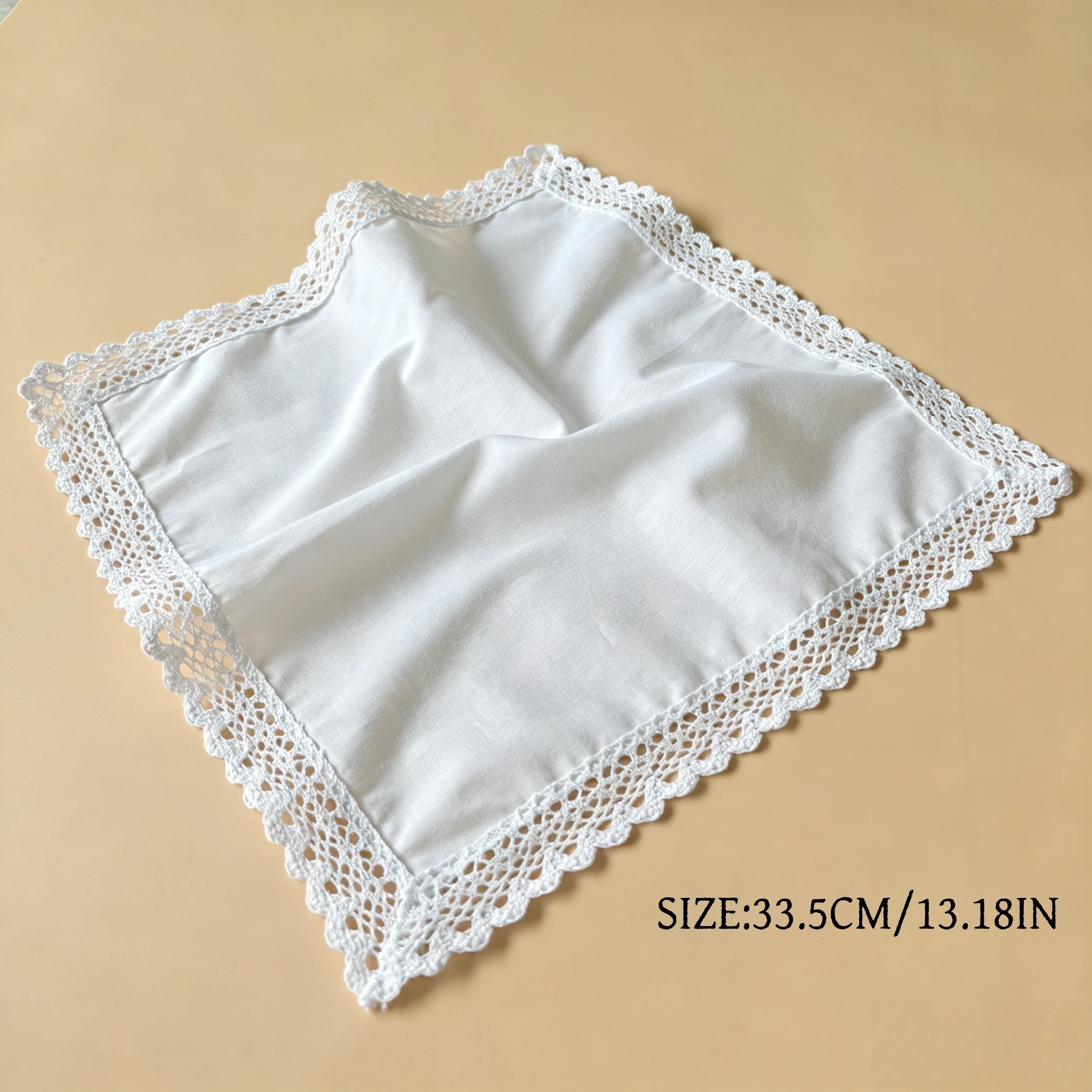 3/6er-Pack 33,5 cm/13,18 Zoll Dünne Reine Baumwolle Weiße Spitzen-Taschentücher Unisex Hochzeits-Andenken – Detail 5